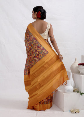 Rust Tussar Pure Silk Saree With Blouse Piece - Indian Silk House Agencies
