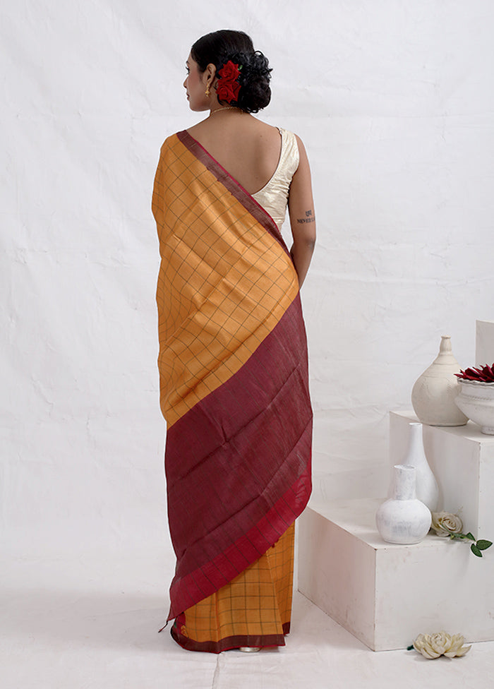 Rust Tussar Pure Silk Saree With Blouse Piece - Indian Silk House Agencies