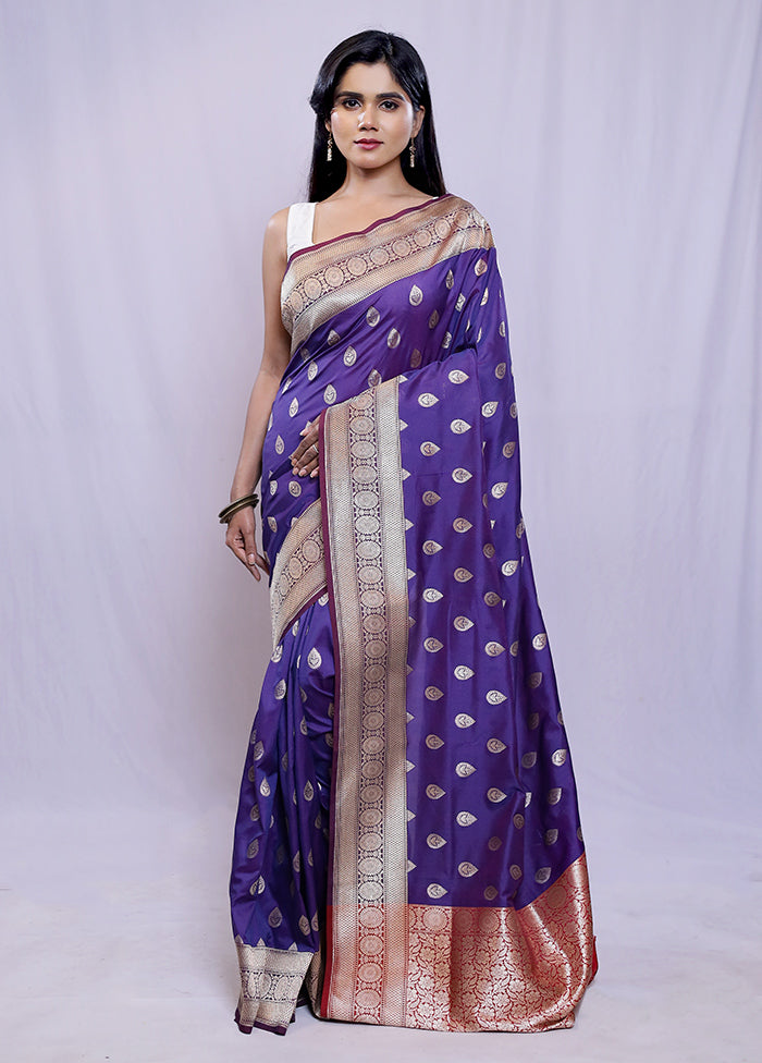 Blue Uppada Silk Saree With Blouse Piece - Indian Silk House Agencies