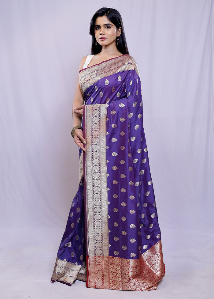 Blue Uppada Silk Saree With Blouse Piece - Indian Silk House Agencies