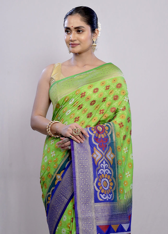 Green Dupion Silk Saree With Blouse Piece - Indian Silk House Agencies