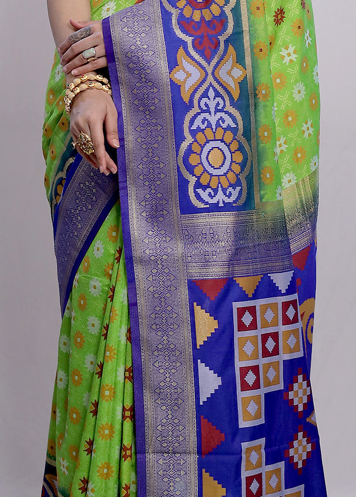 Green Dupion Silk Saree With Blouse Piece - Indian Silk House Agencies