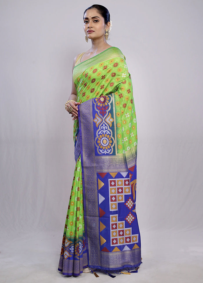 Green Dupion Silk Saree With Blouse Piece - Indian Silk House Agencies