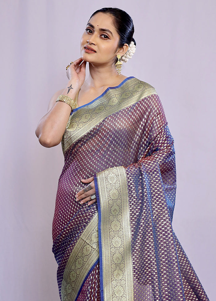 Purple Uppada Silk Saree With Blouse Piece - Indian Silk House Agencies