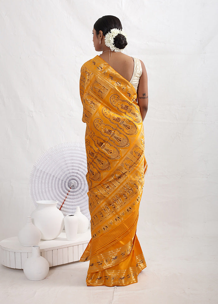 Yellow Pure Swarnachuri Silk Saree With Blouse Piece - Indian Silk House Agencies