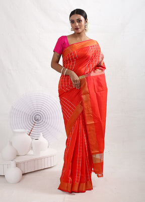 Red Pure Kalakhetra Silk Saree With Blouse Piece - Indian Silk House Agencies