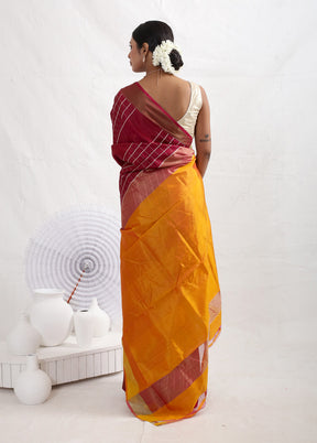 Maroon Pure Kalakhetra Silk Saree With Blouse Piece - Indian Silk House Agencies