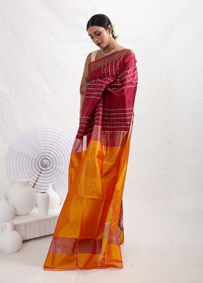 Maroon Pure Kalakhetra Silk Saree With Blouse Piece - Indian Silk House Agencies