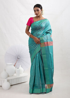 Green Pure Kalakhetra Silk Saree With Blouse Piece - Indian Silk House Agencies