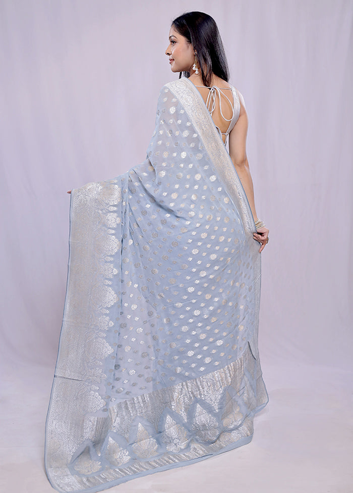 Grey Georgette Saree With Blouse Piece - Indian Silk House Agencies