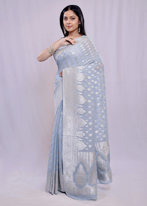 Grey Georgette Saree With Blouse Piece - Indian Silk House Agencies