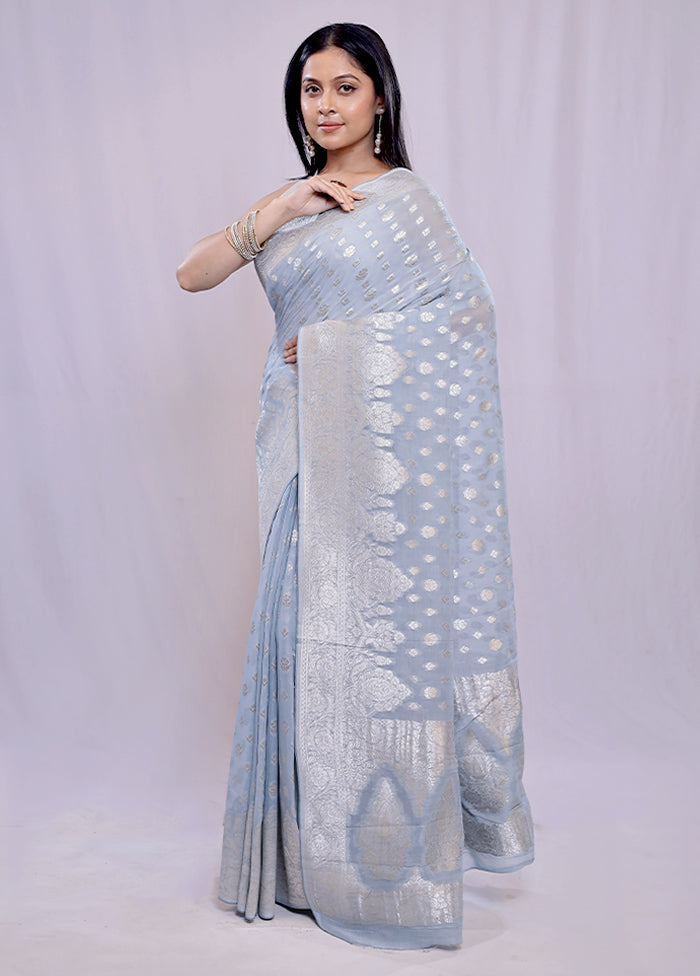 Grey Georgette Saree With Blouse Piece - Indian Silk House Agencies