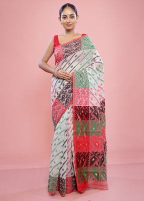 Cream Tant Cotton Saree Without Blouse Piece - Indian Silk House Agencies