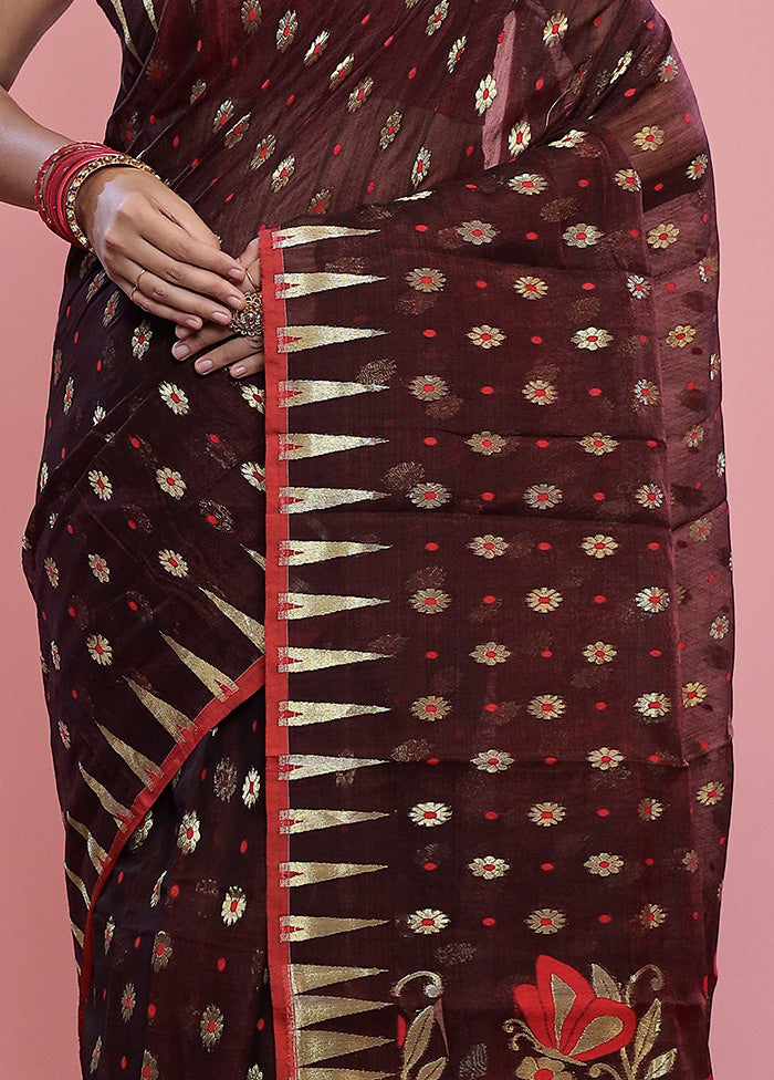 Maroon Tant Cotton Saree Without Blouse Piece - Indian Silk House Agencies