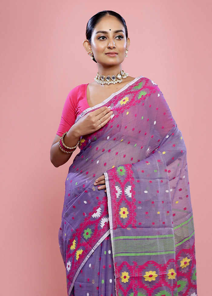 Purple Tant Cotton Saree Without Blouse Piece - Indian Silk House Agencies