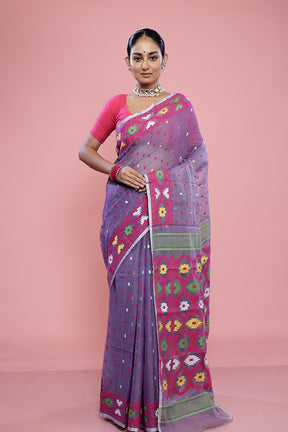 Purple Tant Cotton Saree Without Blouse Piece - Indian Silk House Agencies