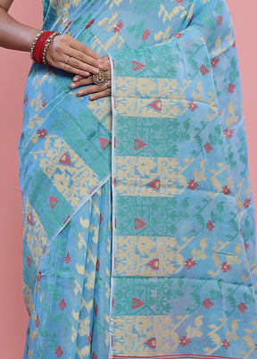 Blue Tant Cotton Saree Without Blouse Piece - Indian Silk House Agencies