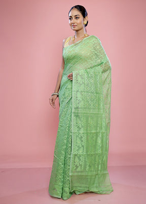 Green Tant Cotton Saree Without Blouse Piece - Indian Silk House Agencies