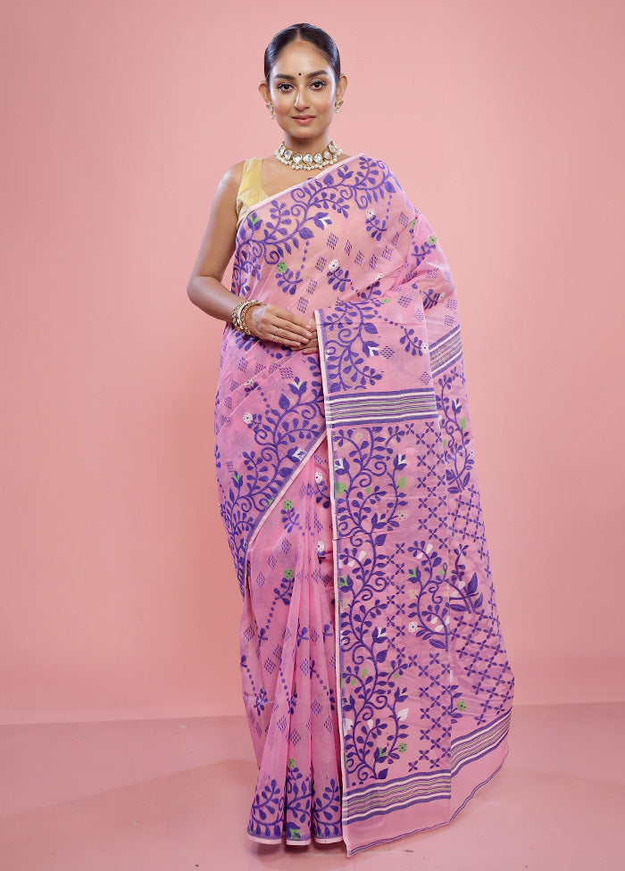 Pink Tant Cotton Saree Without Blouse Piece - Indian Silk House Agencies