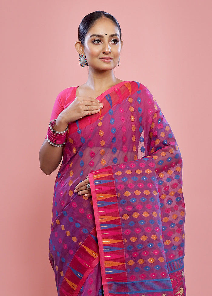 Purple Tant Cotton Saree Without Blouse Piece - Indian Silk House Agencies