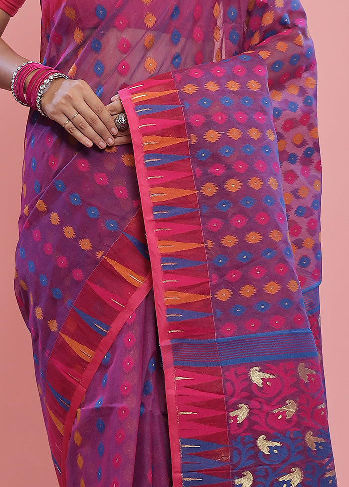 Purple Tant Cotton Saree Without Blouse Piece - Indian Silk House Agencies