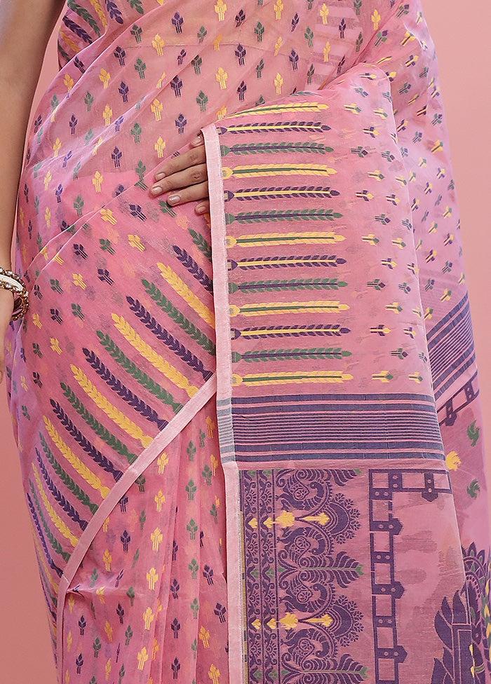 Pink Tant Cotton Saree Without Blouse Piece - Indian Silk House Agencies