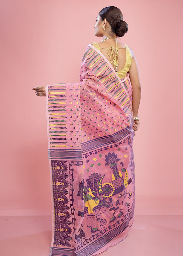 Pink Tant Cotton Saree Without Blouse Piece - Indian Silk House Agencies