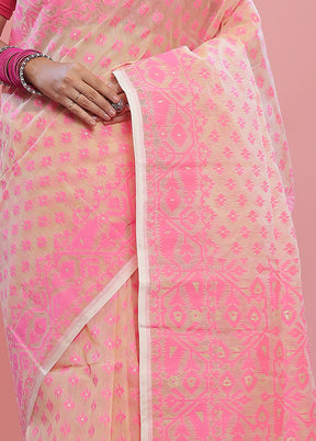 Cream Tant Cotton Saree Without Blouse Piece - Indian Silk House Agencies