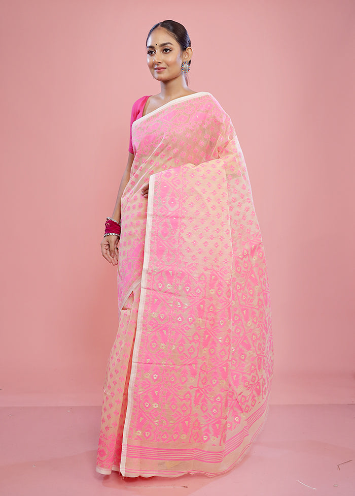 Cream Tant Cotton Saree Without Blouse Piece - Indian Silk House Agencies