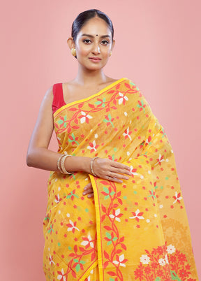 Yellow Tant Cotton Saree Without Blouse Piece - Indian Silk House Agencies