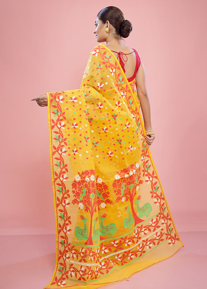 Yellow Tant Cotton Saree Without Blouse Piece - Indian Silk House Agencies