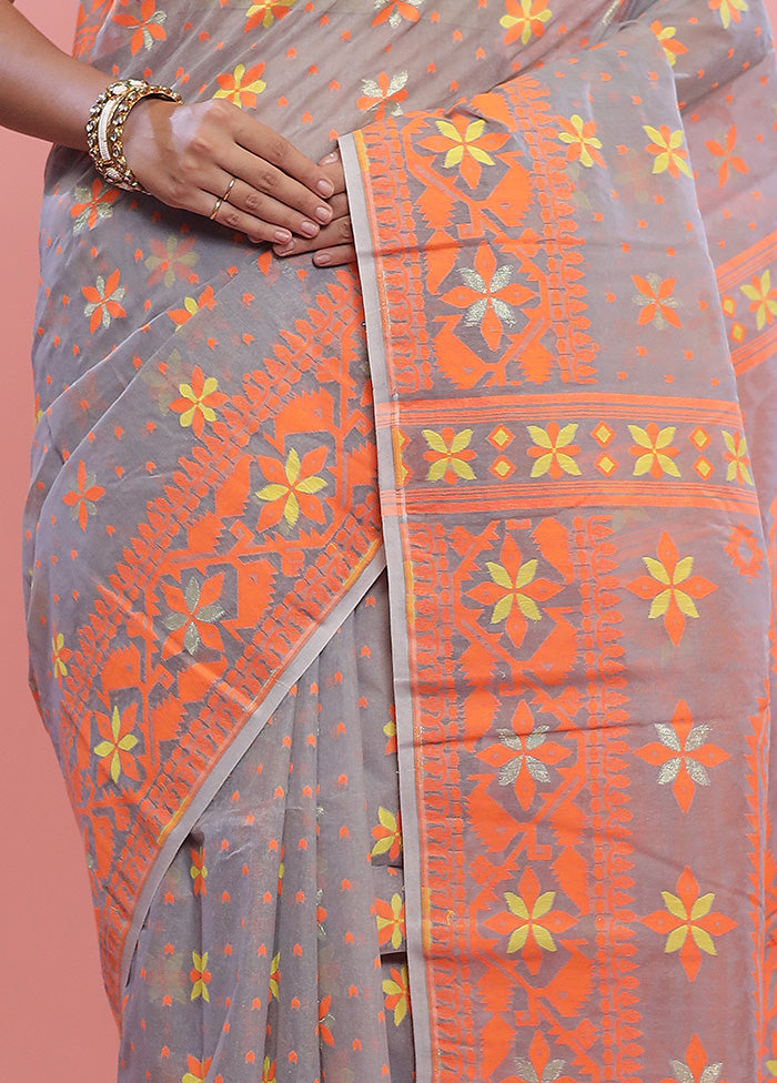 Grey Tant Cotton Saree Without Blouse Piece - Indian Silk House Agencies