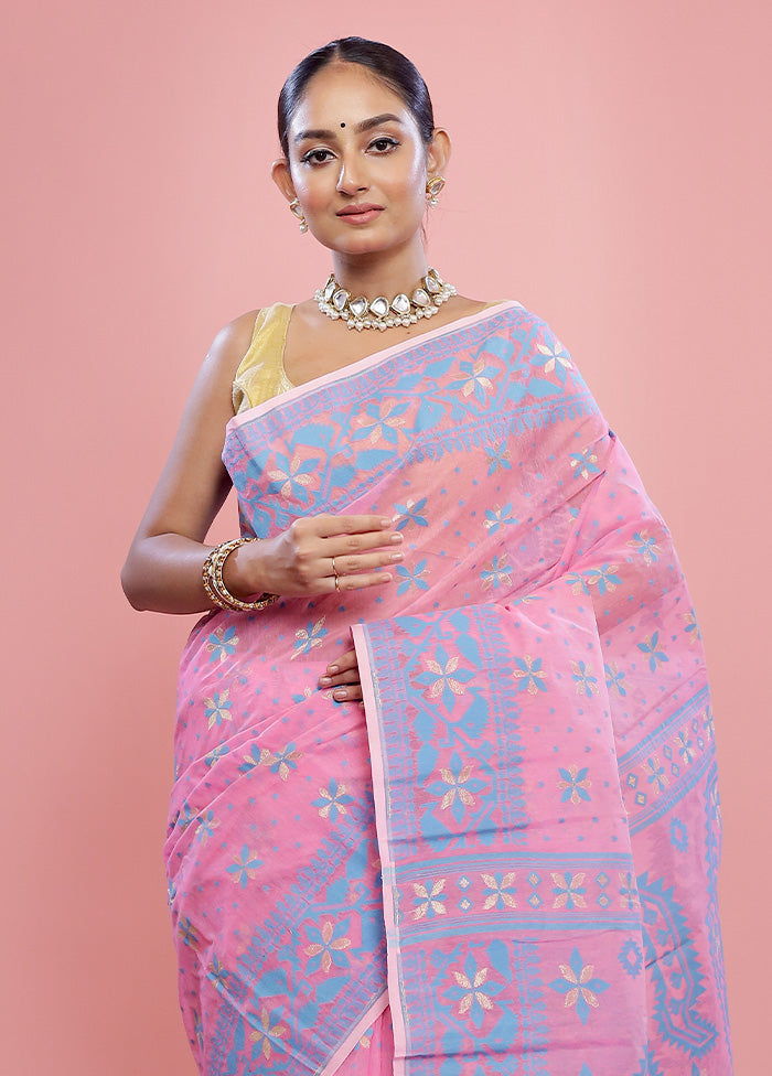 Pink Tant Cotton Saree Without Blouse Piece - Indian Silk House Agencies