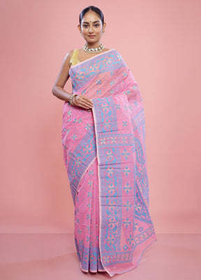 Pink Tant Cotton Saree Without Blouse Piece - Indian Silk House Agencies