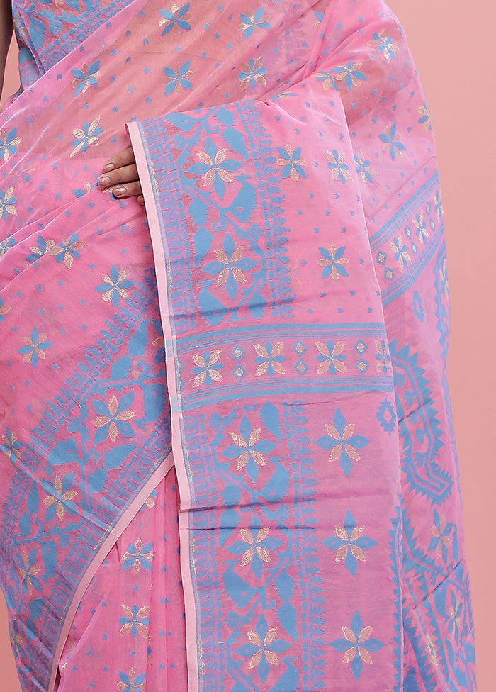 Pink Tant Cotton Saree Without Blouse Piece - Indian Silk House Agencies