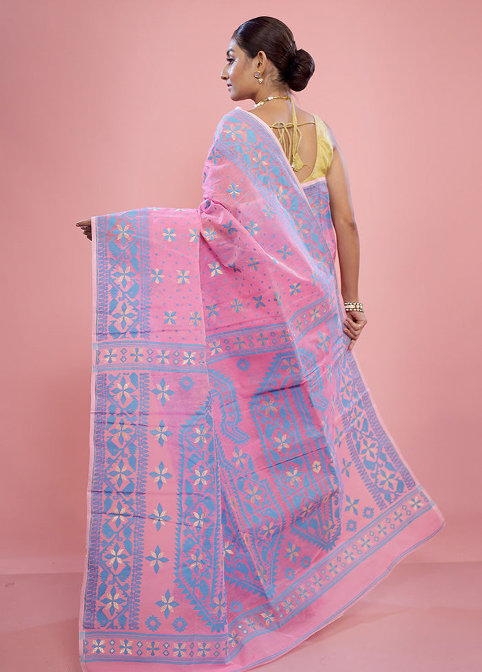 Pink Tant Cotton Saree Without Blouse Piece - Indian Silk House Agencies