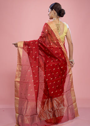 Maroon Chanderi Pure Cotton Saree With Blouse Piece - Indian Silk House Agencies