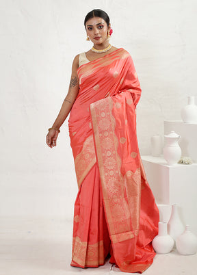 Pink Katan Pure Silk Saree With Blouse Piece - Indian Silk House Agencies