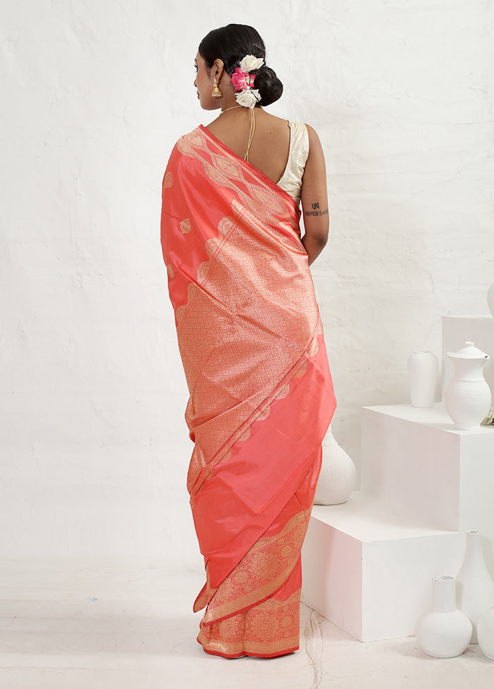 Pink Katan Pure Silk Saree With Blouse Piece - Indian Silk House Agencies