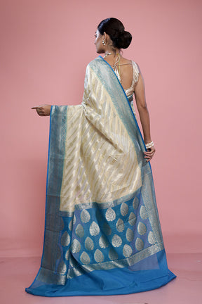 Cream Georgette Saree With Blouse Piece - Indian Silk House Agencies