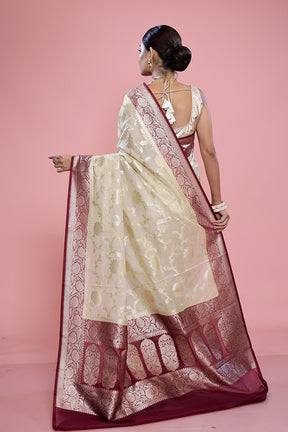 Cream Georgette Saree With Blouse Piece - Indian Silk House Agencies