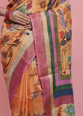Orange Tussar Pure Silk Saree With Blouse Piece - Indian Silk House Agencies