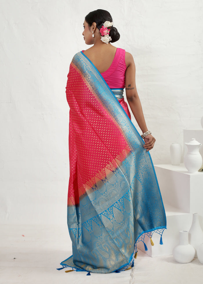 Pink Dupion Silk Saree With Blouse Piece - Indian Silk House Agencies