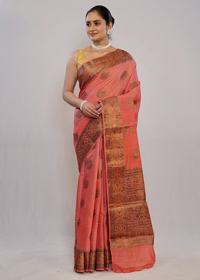 Pink Dupion Pure Silk Saree With Blouse Piece - Indian Silk House Agencies