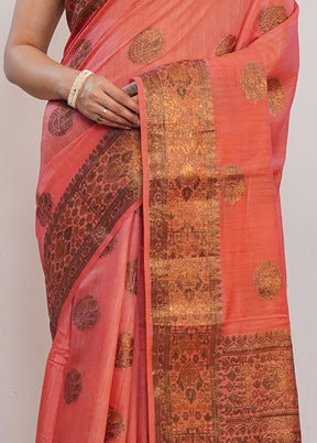 Pink Dupion Pure Silk Saree With Blouse Piece - Indian Silk House Agencies