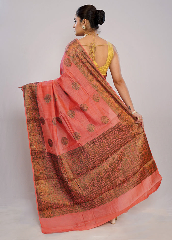 Pink Dupion Pure Silk Saree With Blouse Piece - Indian Silk House Agencies