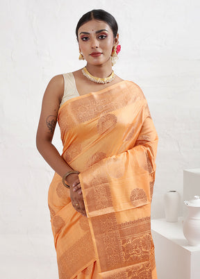 Orange Dupion Silk Saree With Blouse Piece - Indian Silk House Agencies