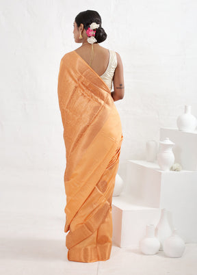 Orange Dupion Silk Saree With Blouse Piece - Indian Silk House Agencies