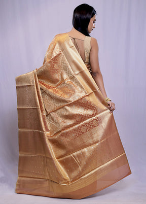 Gold Dupion Silk Saree With Blouse Piece - Indian Silk House Agencies