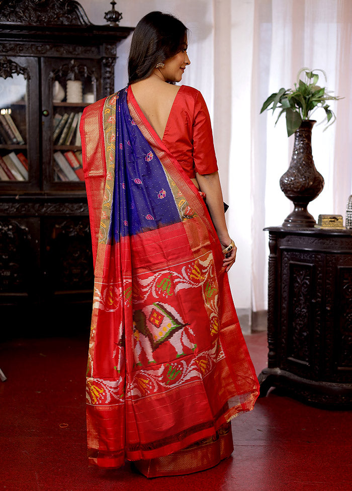 Blue Handloom Woven Pure Pochampally Silk Saree With Blouse Piece - Indian Silk House Agencies